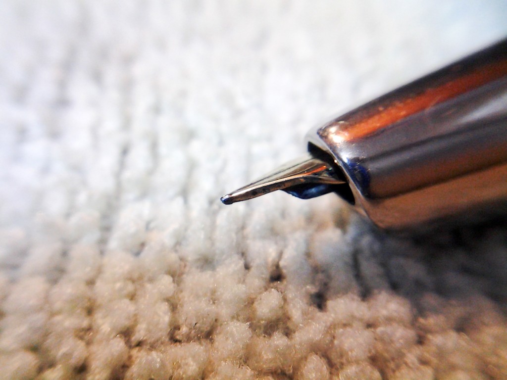 A close up of the nib on the 1964/1966 Pilot Capless.